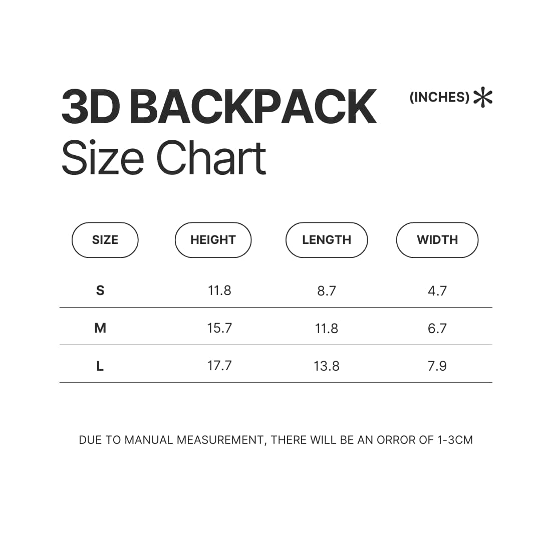 3D Backpack Size Chart - Re Zero Shop