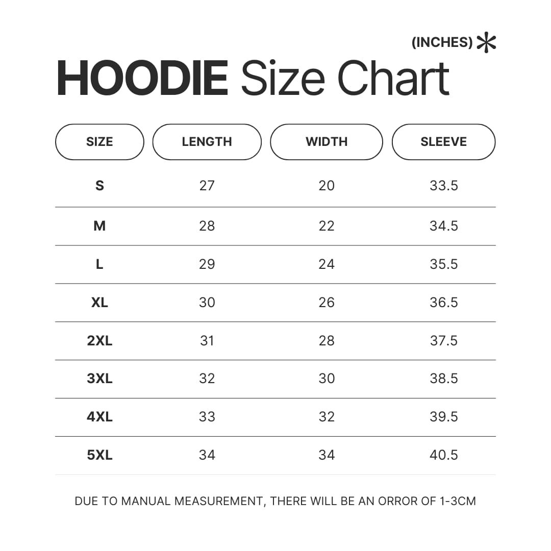 Hoodie Size Chart - Re Zero Shop