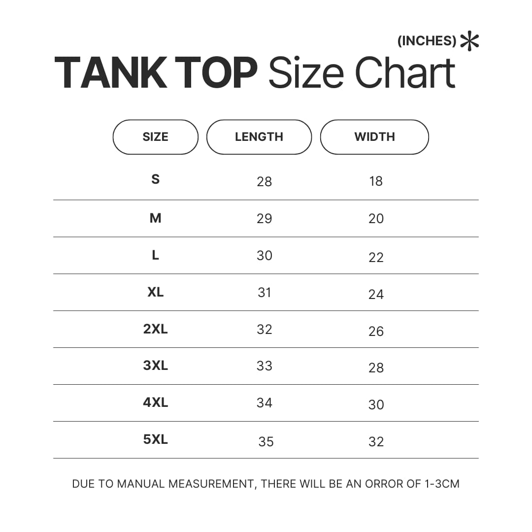 Tank Top Size Chart - Re Zero Shop