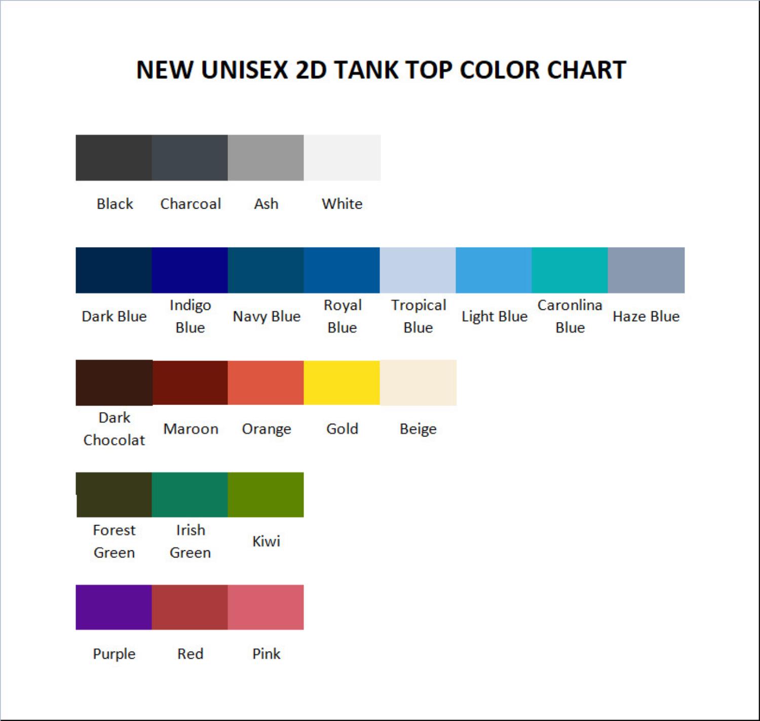 tank top color chart - Re Zero Shop