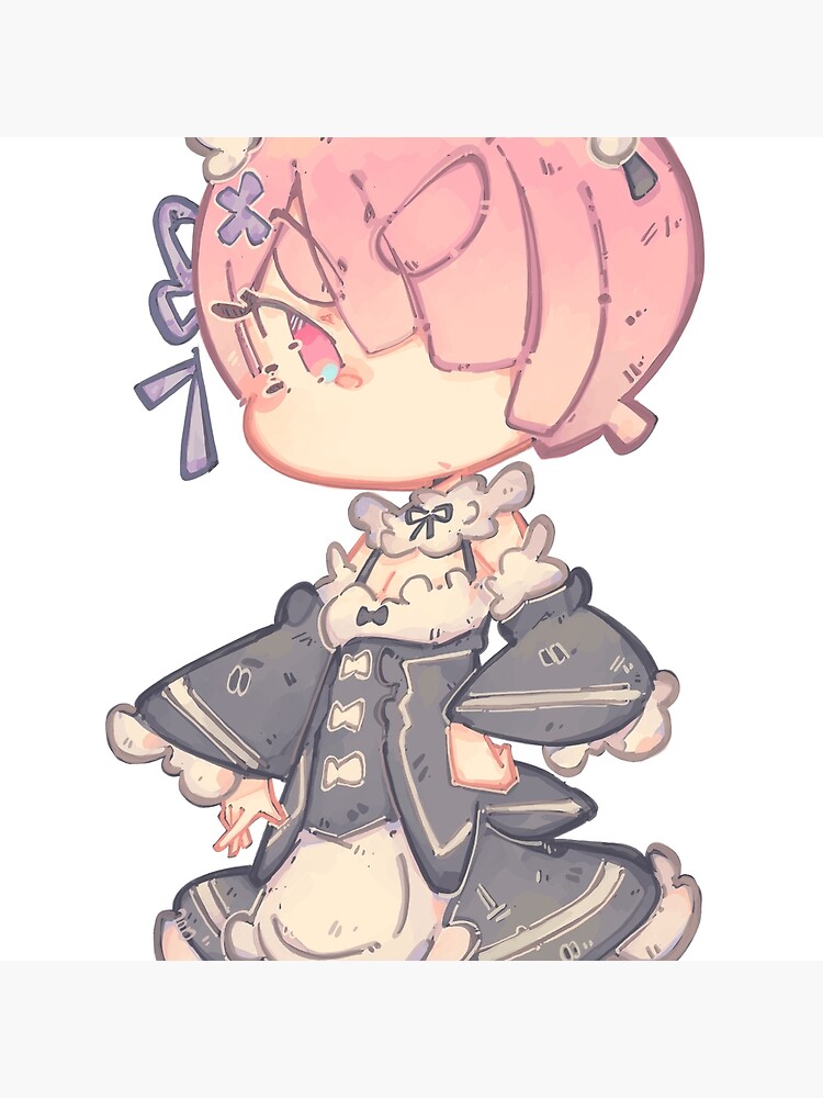 Re Zero Ram Chibi Throw Pillow - Image 2