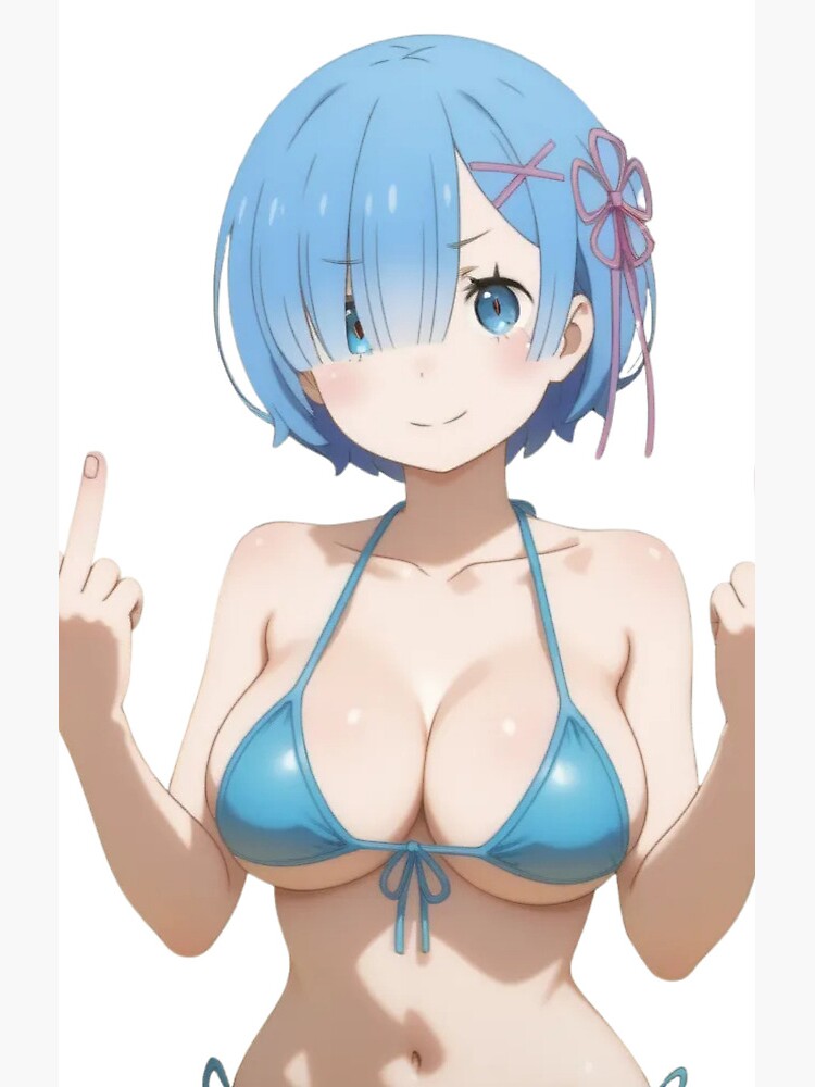 Anime Middle Finger Rem Waifu Shower Curtain - Image 2