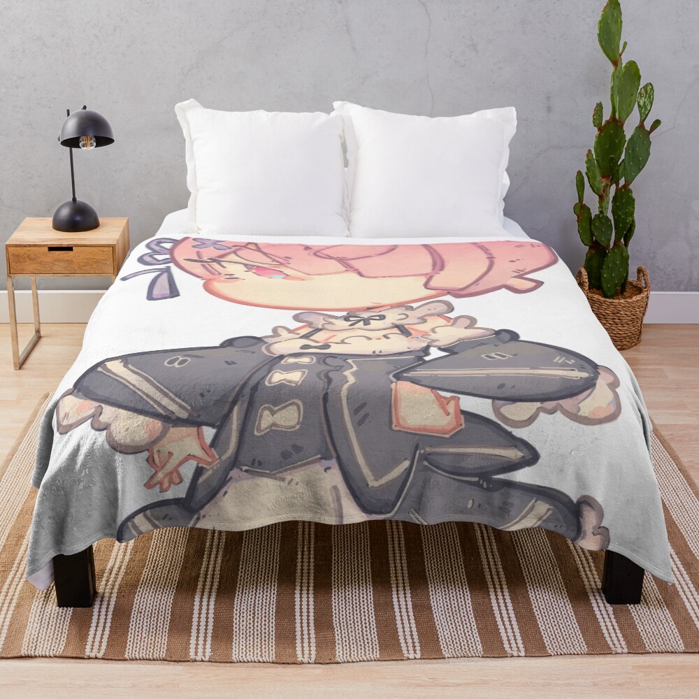 Re Zero Ram Chibi Throw Blanket