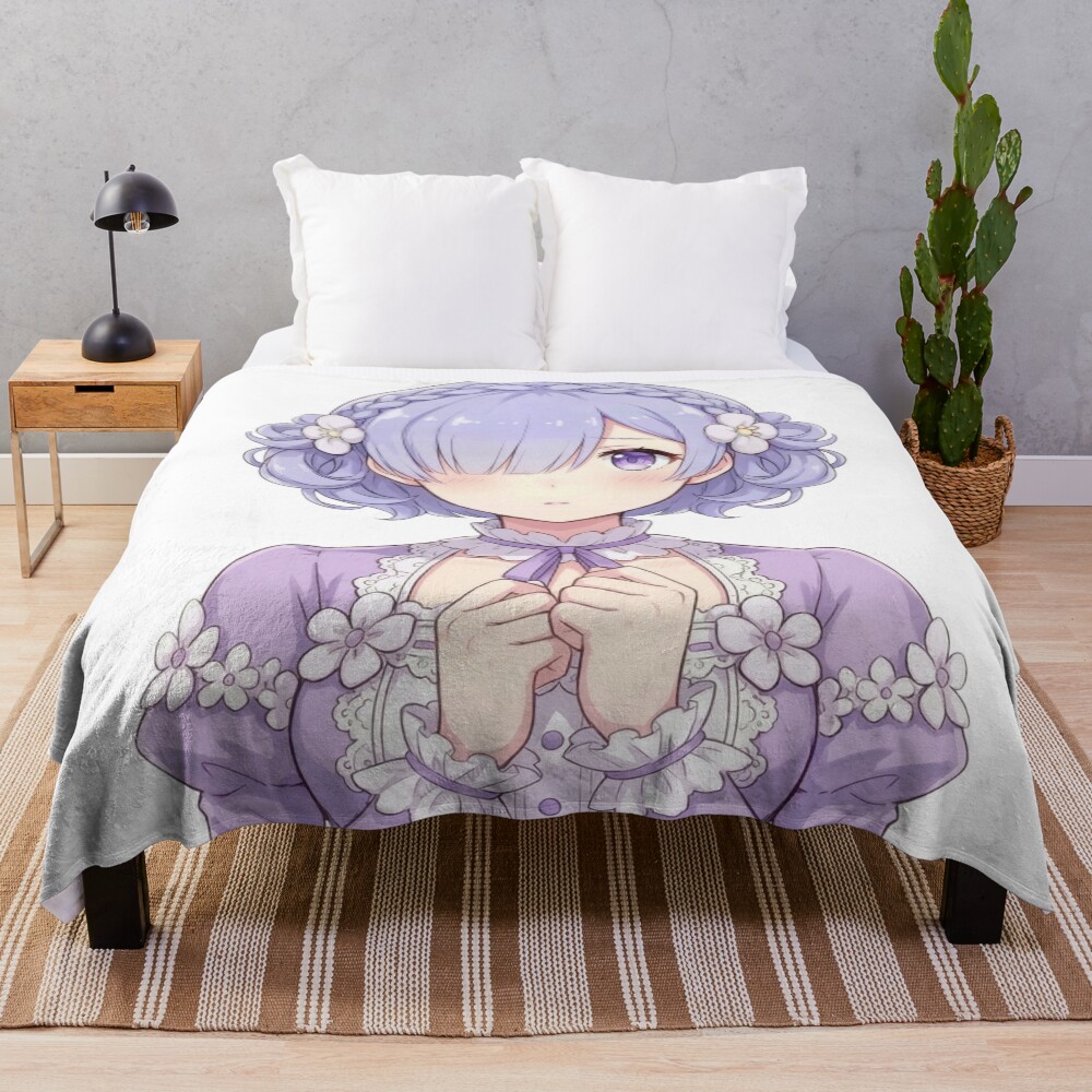 Re Zero Rem Adorable Throw Blanket