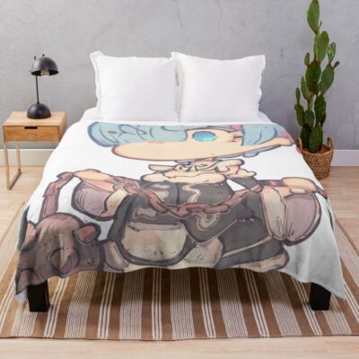 Re Zero Rem Chibi Throw Blanket
