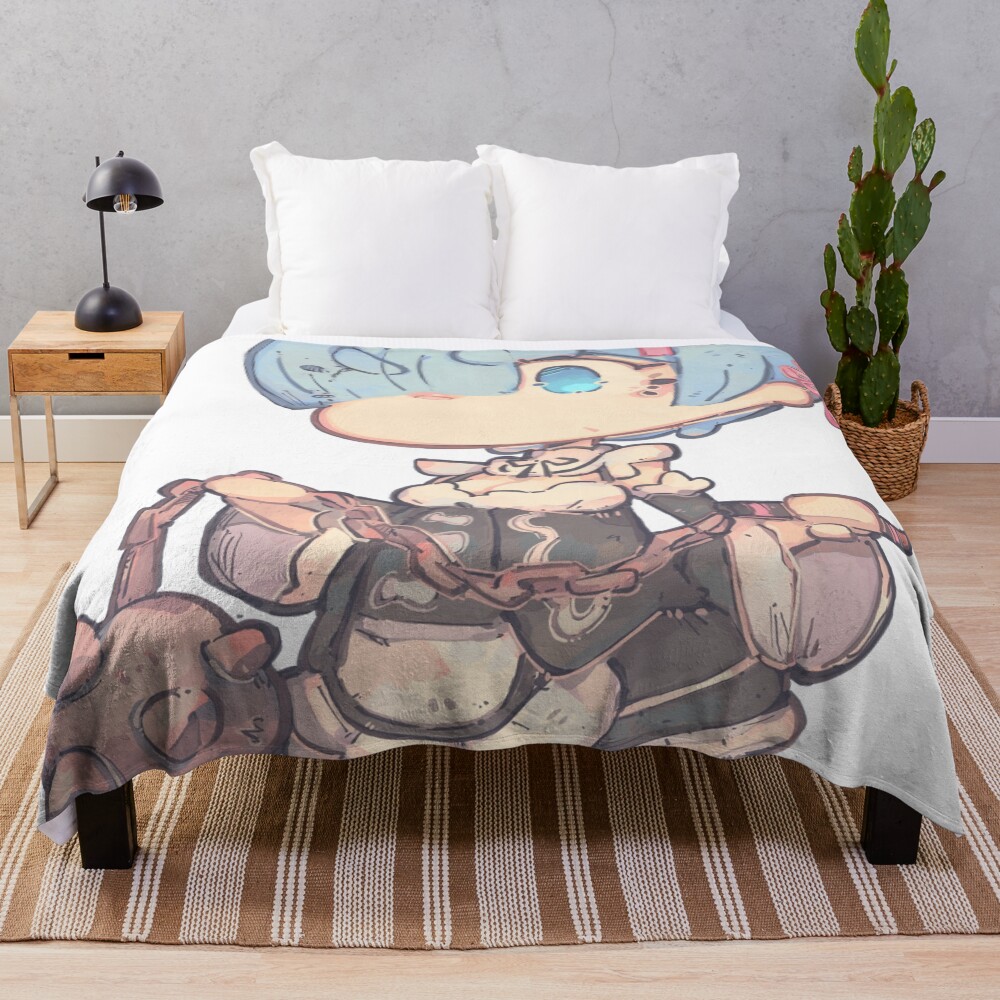 Re Zero Rem Chibi Throw Blanket