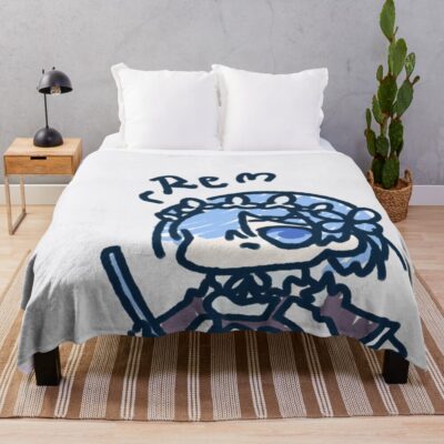 Re Zero Rem Chibi Sticker Throw Blanket
