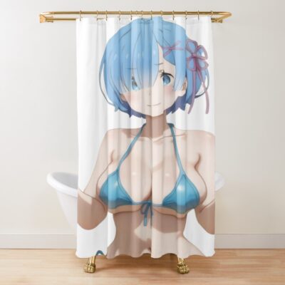 Anime Middle Finger Rem Waifu Shower Curtain