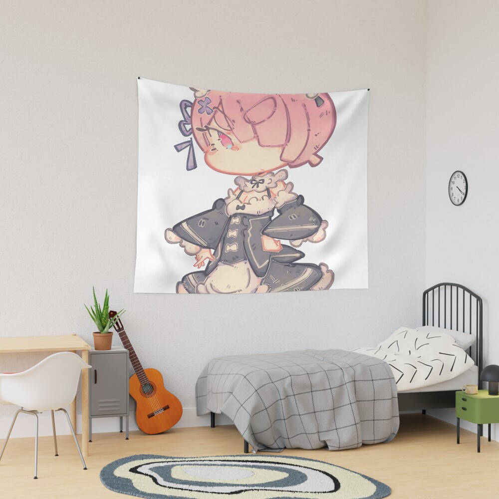 Re Zero Ram Chibi Tapestry