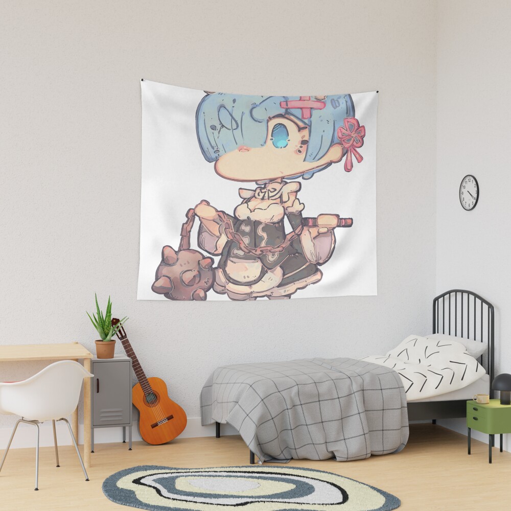Re Zero Rem Chibi Tapestry