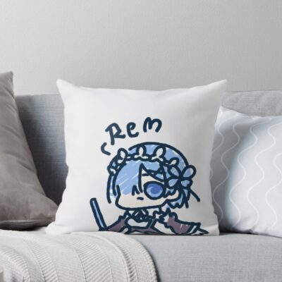 Re Zero Rem Chibi Sticker Throw Pillow